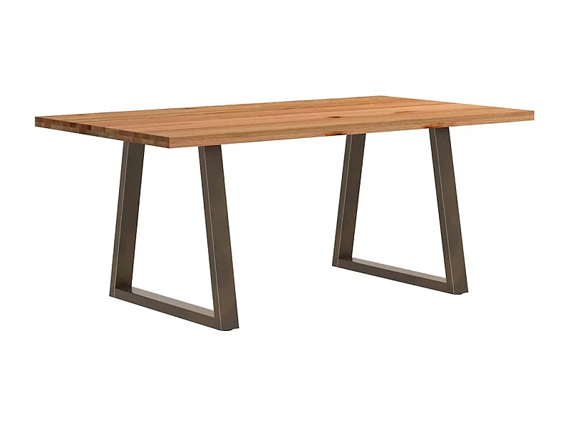 Table à manger marron clair bois de chêne massif rectangulaire