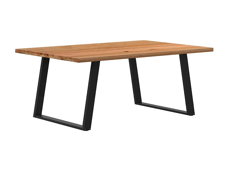 Table à manger marron clair bois de chêne massif rectangulaire