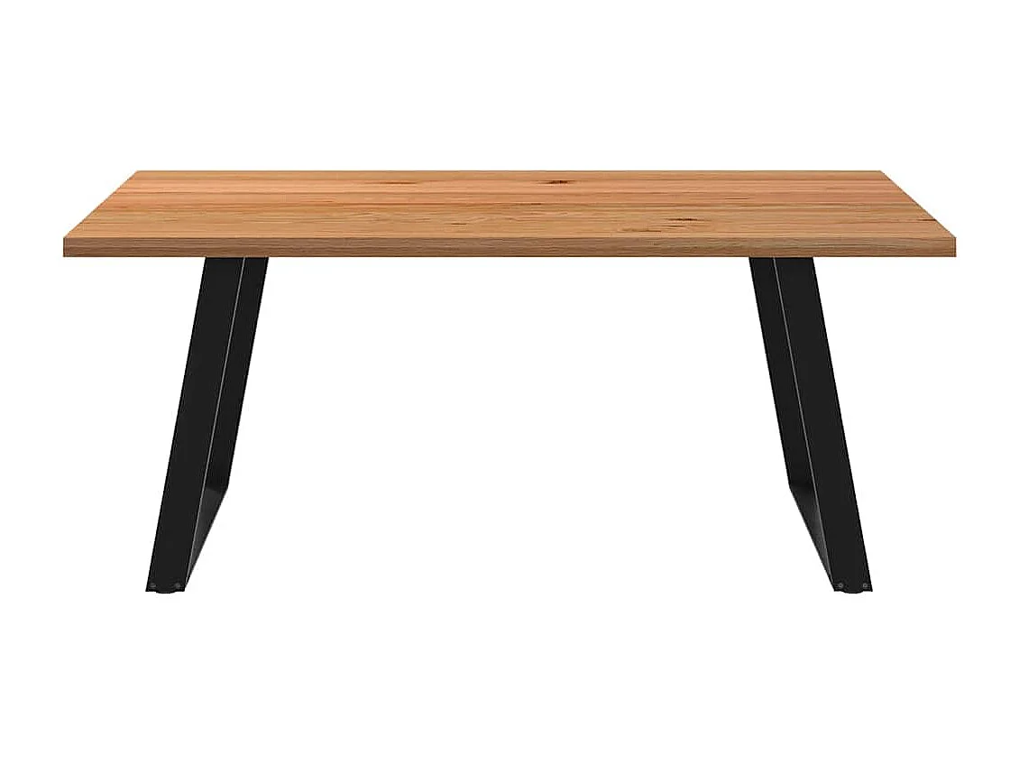 Table à manger marron clair bois de chêne massif rectangulaire