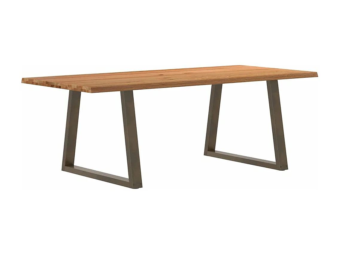 Table à manger avec bord naturel 220x100x74cm bois massif chêne