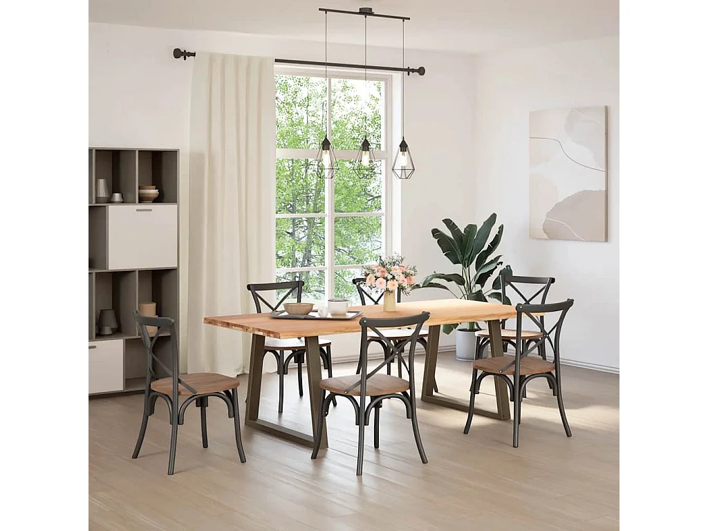 Table à manger avec bord naturel 220x100x74cm bois massif chêne