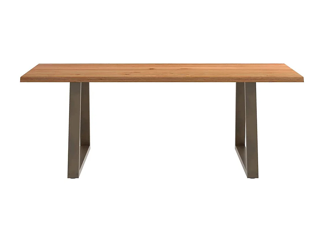Table à manger avec bord naturel 220x100x74cm bois massif chêne