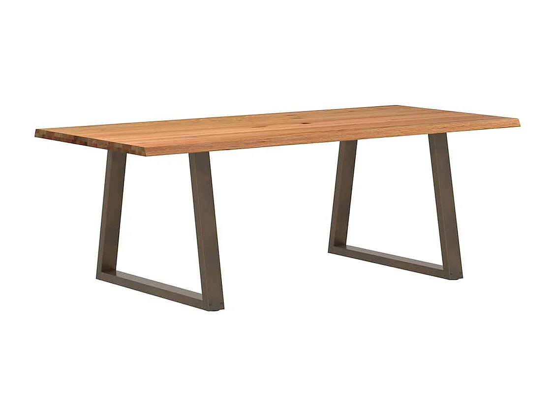 Table à manger avec bord naturel 220x100x74cm bois massif chêne