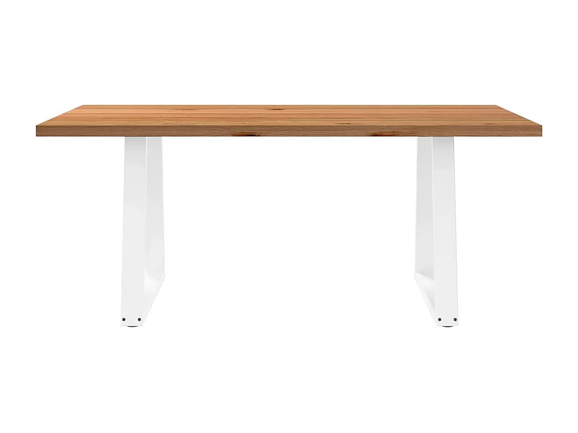 Table à manger marron clair bois de chêne massif rectangulaire