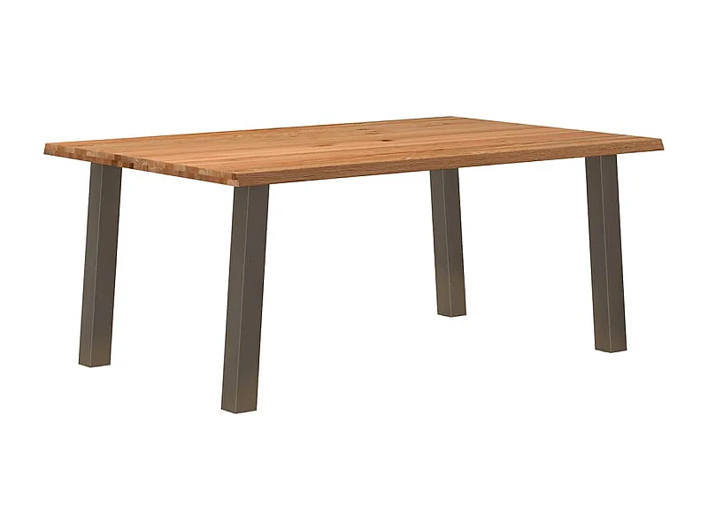 Table à manger marron clair bois de chêne massif rectangulaire