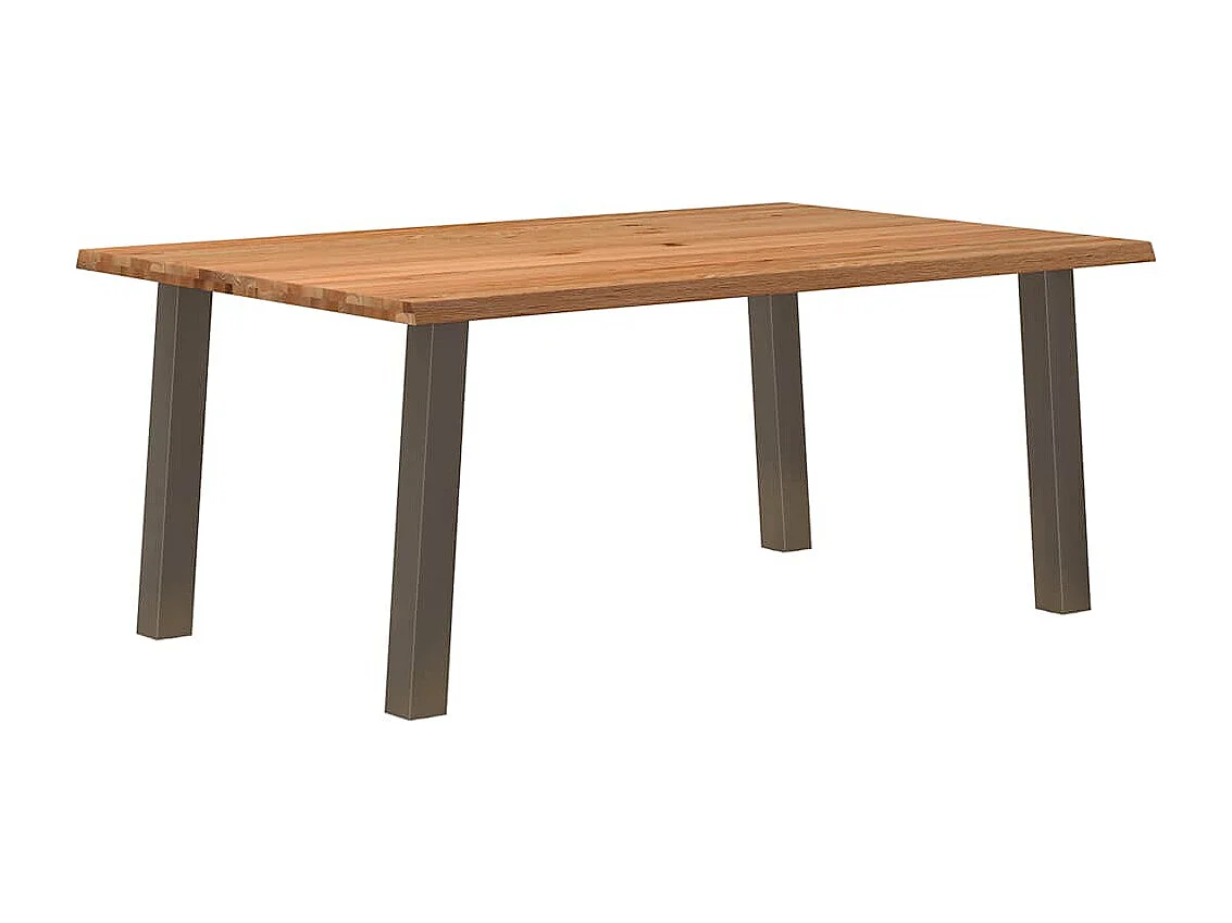 Table à manger marron clair bois de chêne massif rectangulaire