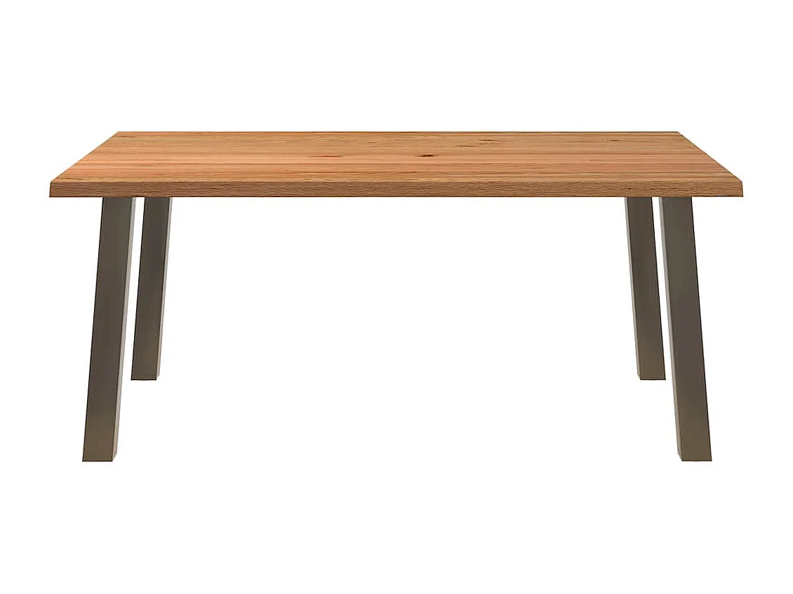 Table à manger marron clair bois de chêne massif rectangulaire