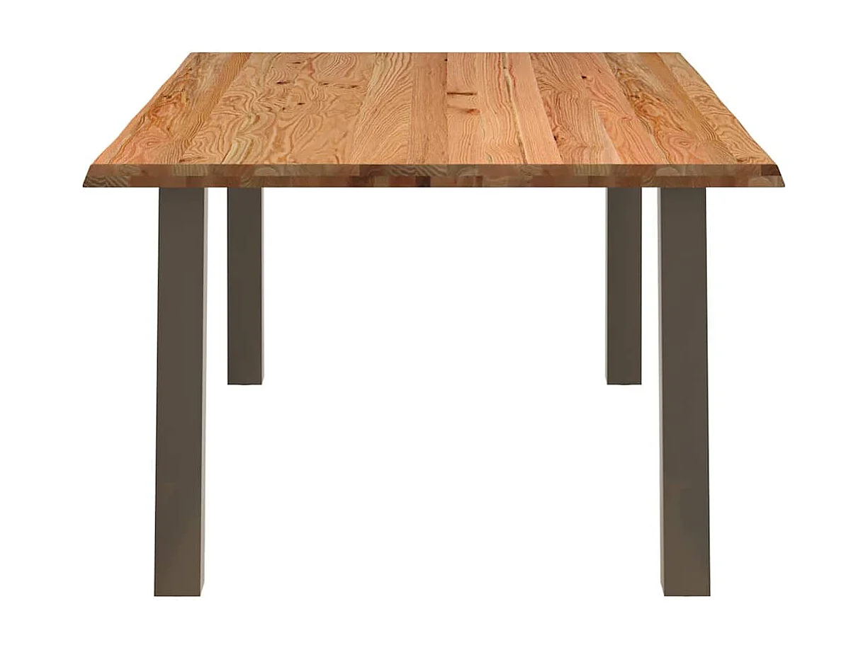 Table à manger marron clair bois de chêne massif rectangulaire