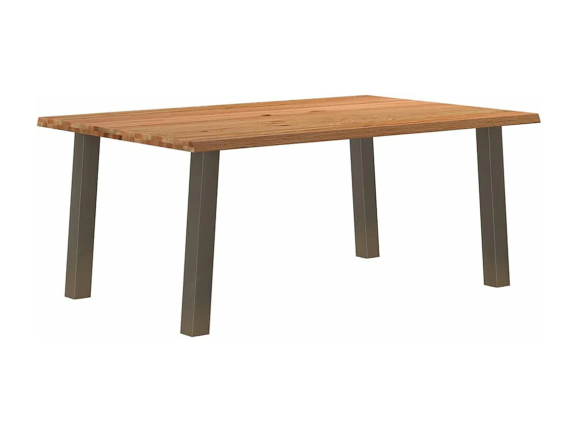 Table à manger marron clair bois de chêne massif rectangulaire