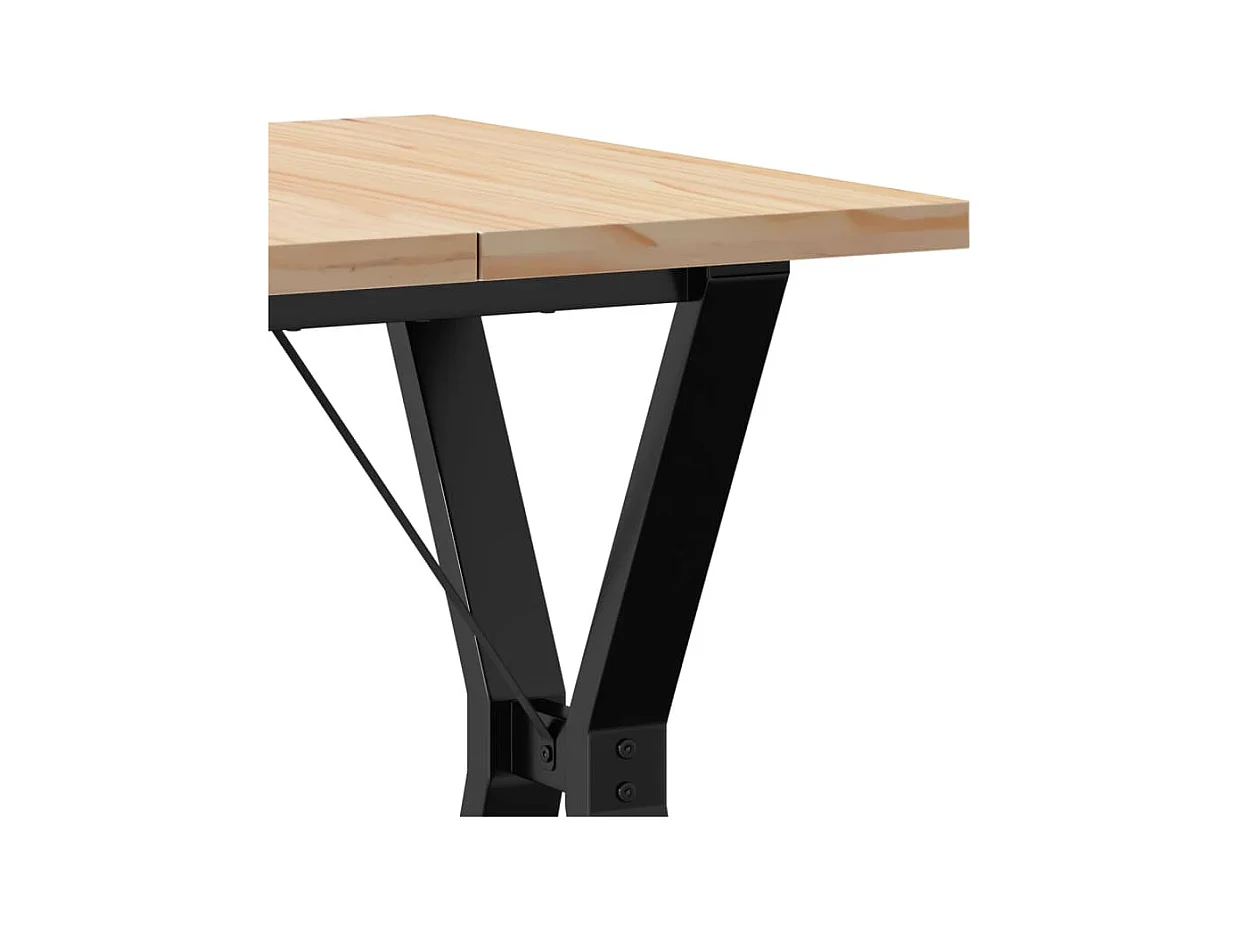 Table à manger cadre en Y 60x60x75,5cm bois de pin massif fonte