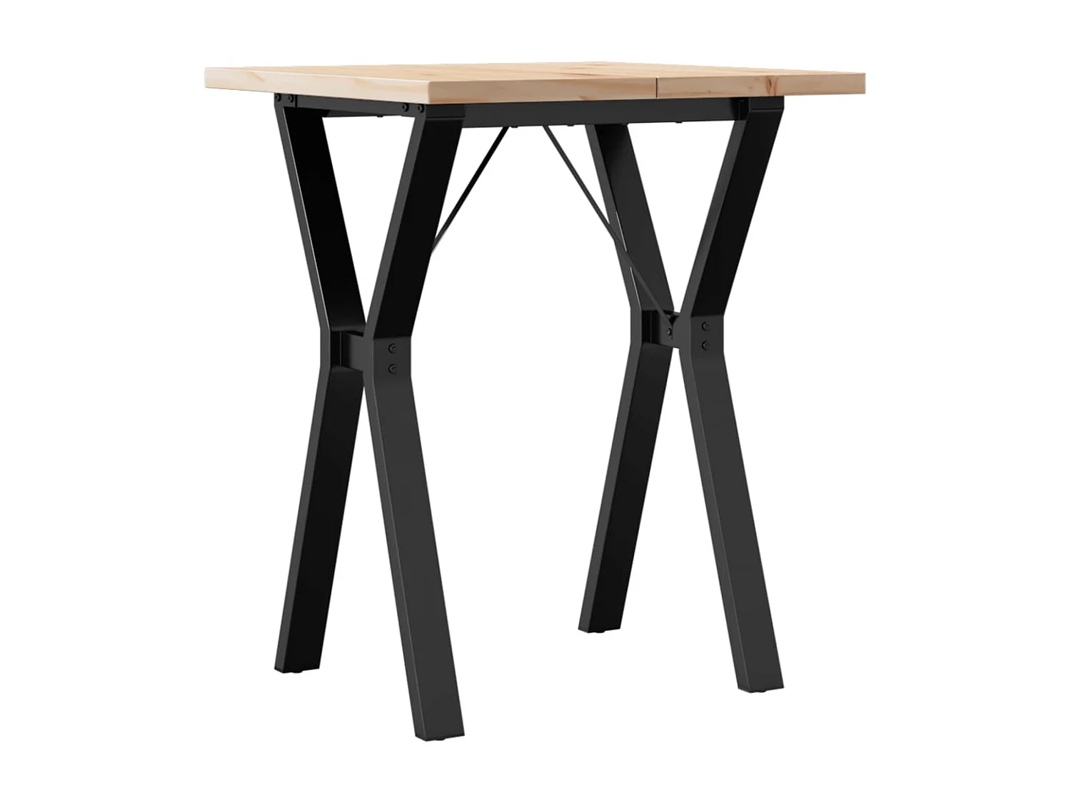 Mesa comedor marco Y madera maciza pino y hierro 60x60x75,5 cm