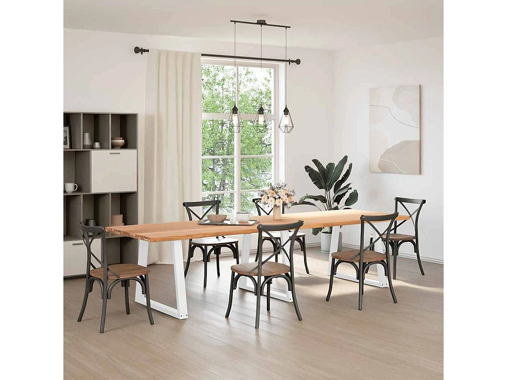 Table à manger avec bord naturel 320x100x74cm bois massif chêne