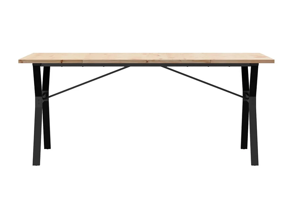 Table à manger cadre en Y 180x90x75,5 cm bois pin massif fonte
