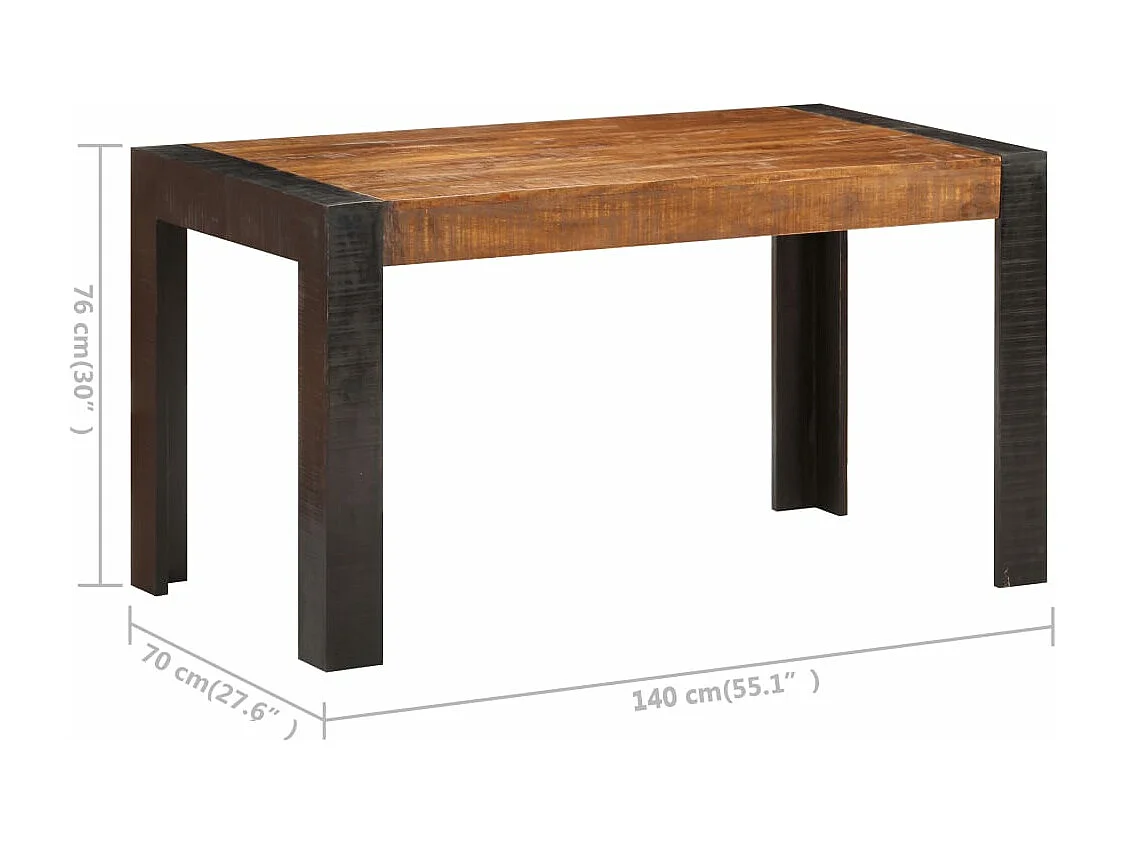 Table de salle à manger 140x70x76 cm Bois de manguier brut