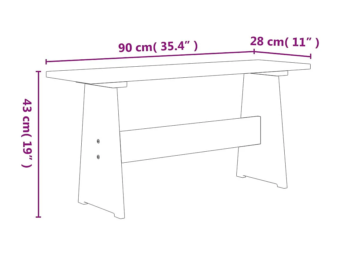 Mesa de comedor con banco de madera maciza marrón miel