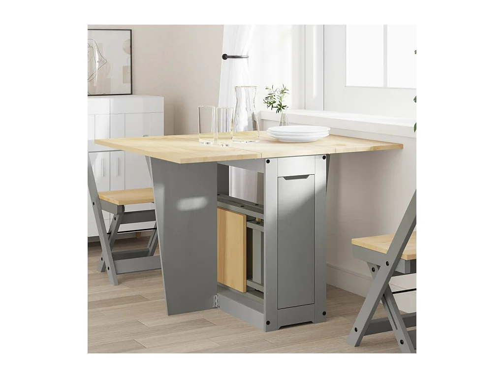 Mesa de comedor plegable mariposa Corona madera maciza gris