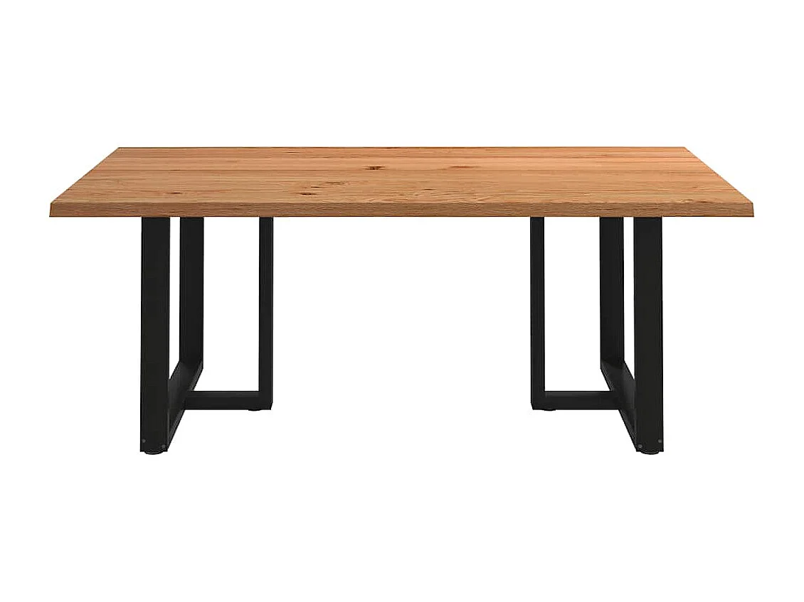 Table à manger marron clair bois de chêne massif rectangulaire