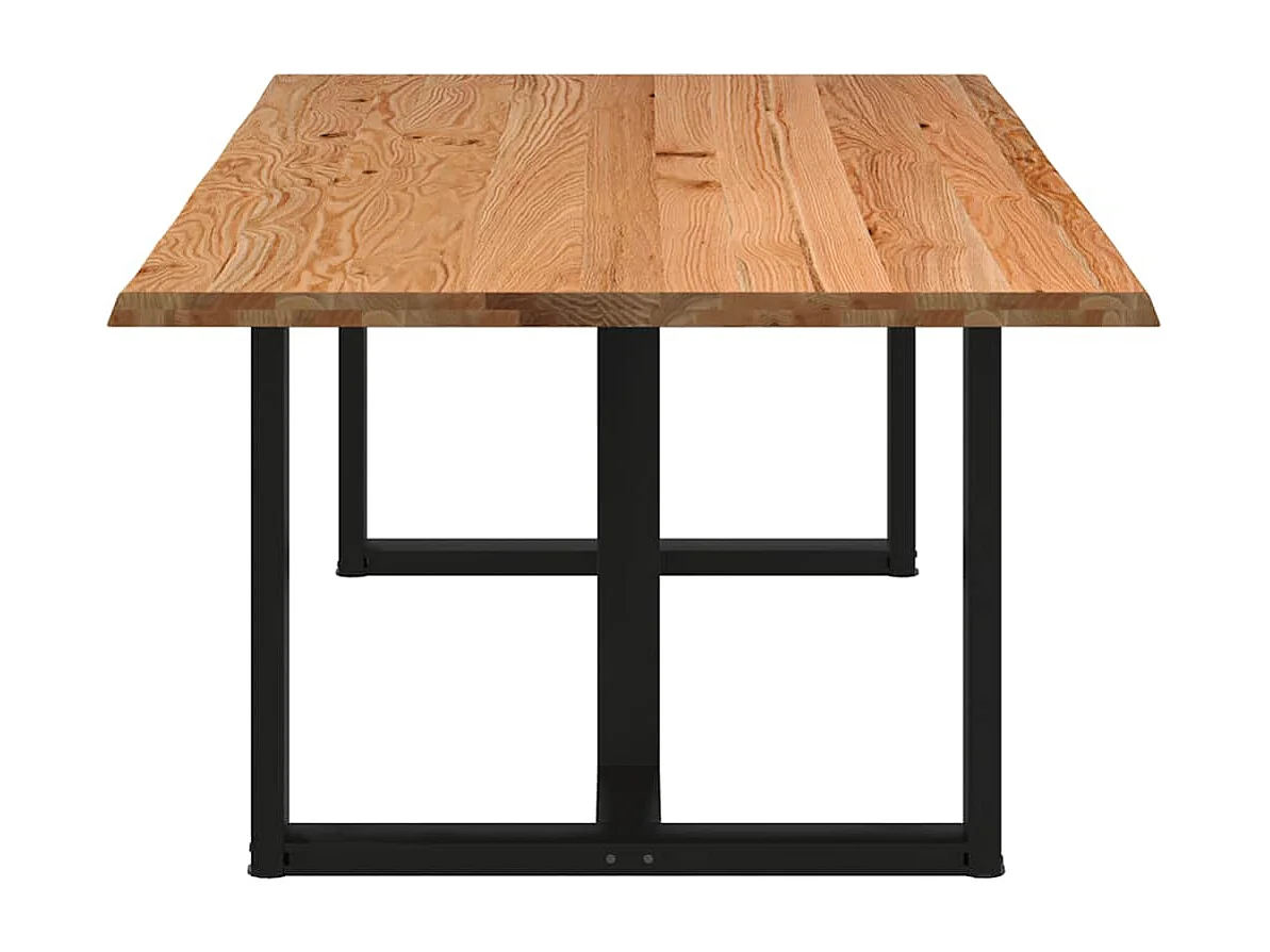 Table à manger marron clair bois de chêne massif rectangulaire