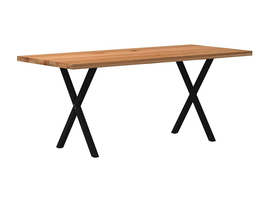 Table à manger marron clair bois de chêne massif rectangulaire