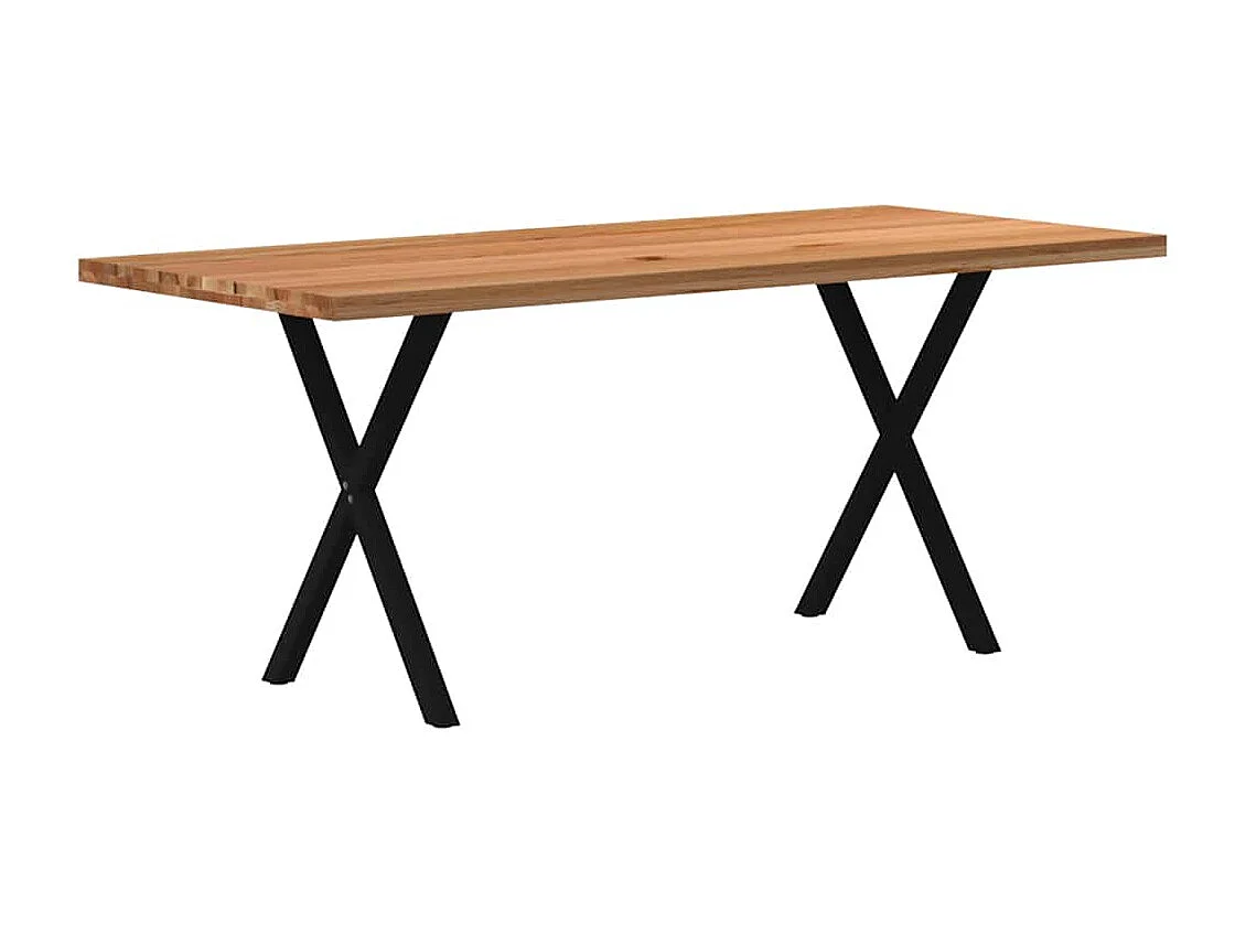 Table à manger marron clair bois de chêne massif rectangulaire