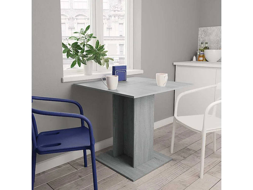 Eettafel 80x80x75 cm bewerkt hout grijs sonoma eikenkleurig