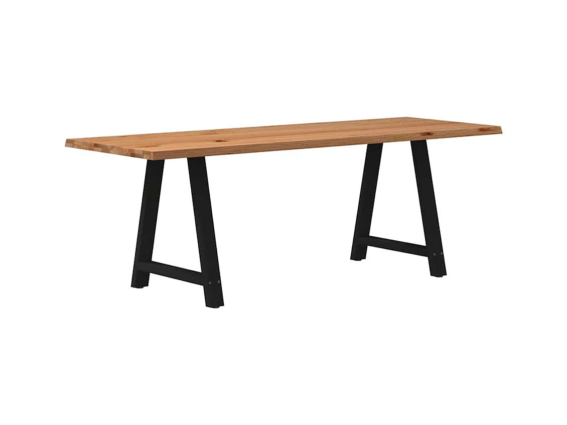 Table à manger marron clair bois de chêne massif rectangulaire