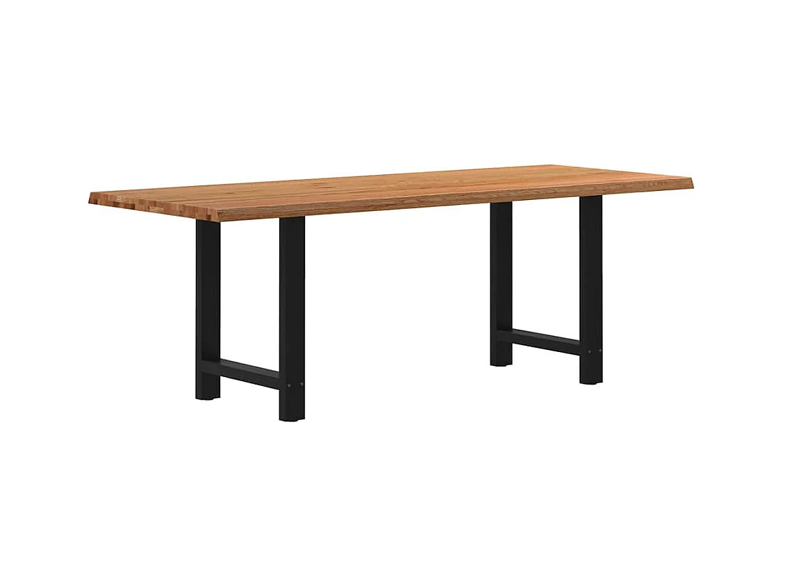 Table à manger marron clair bois de chêne massif rectangulaire