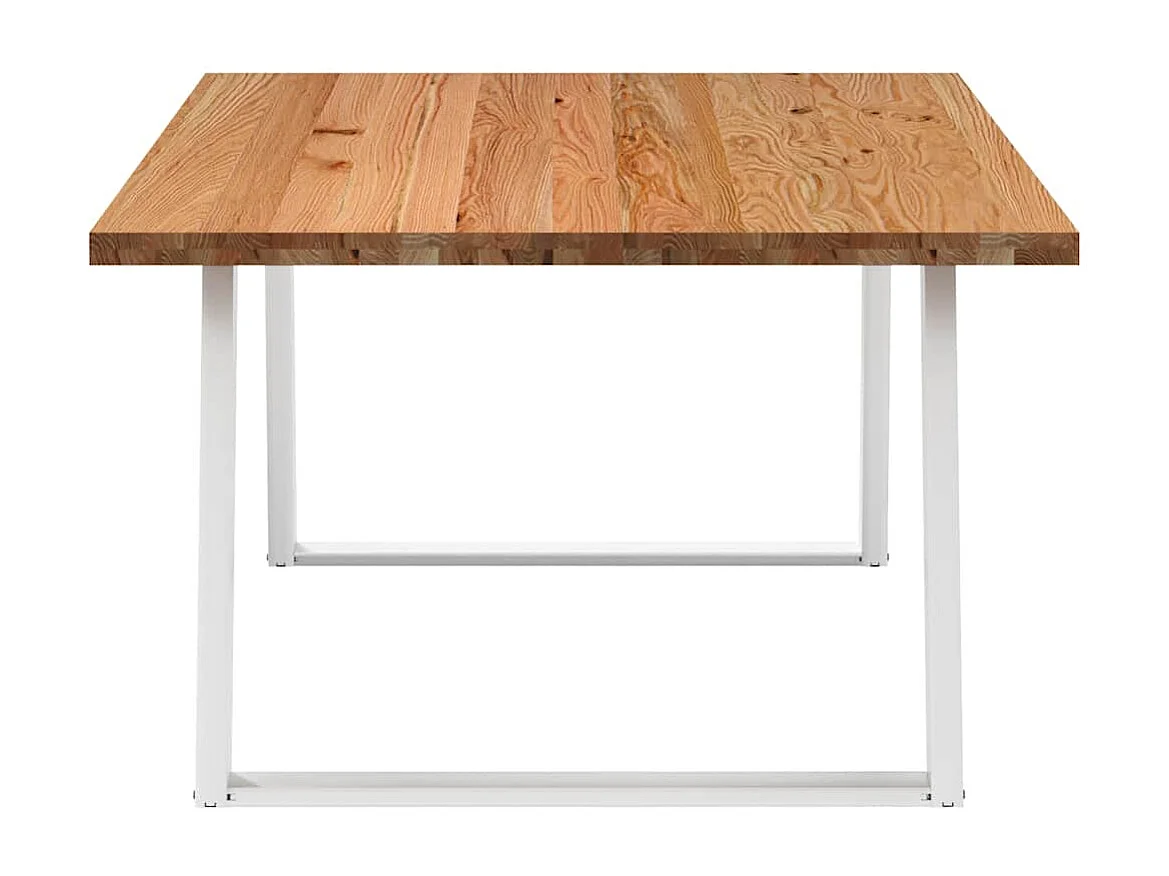 Table à manger marron clair bois de chêne massif rectangulaire