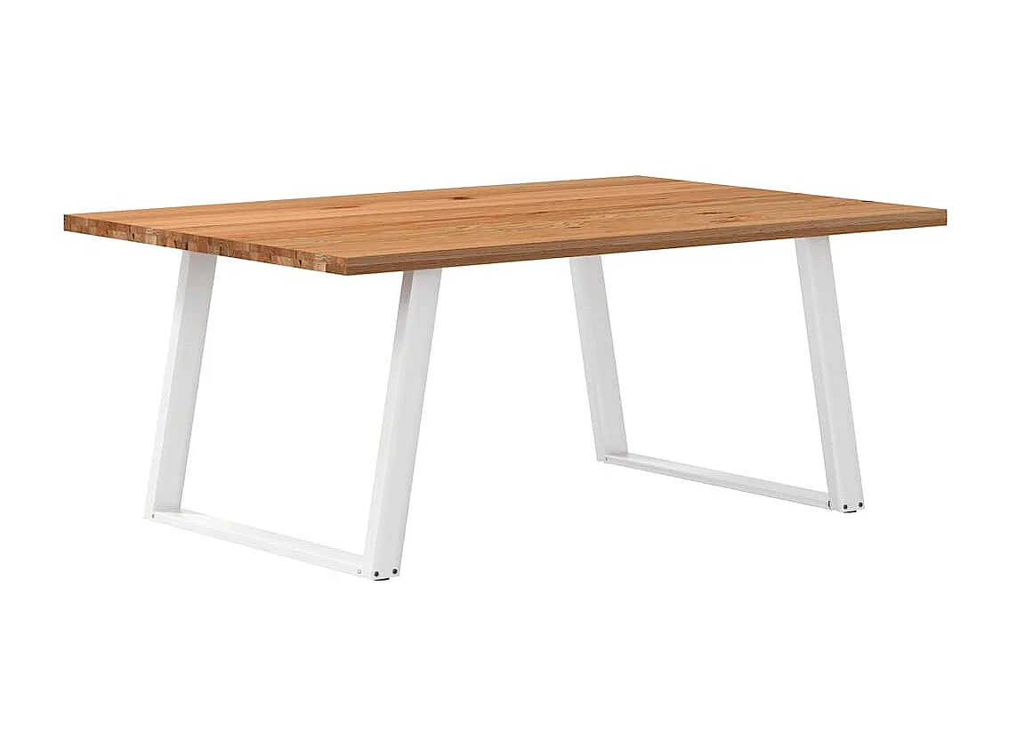 Table à manger marron clair bois de chêne massif rectangulaire