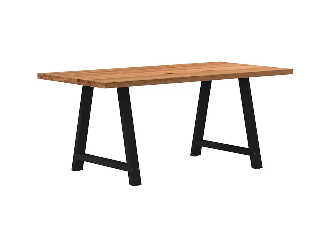 Table à manger marron clair bois de chêne massif rectangulaire