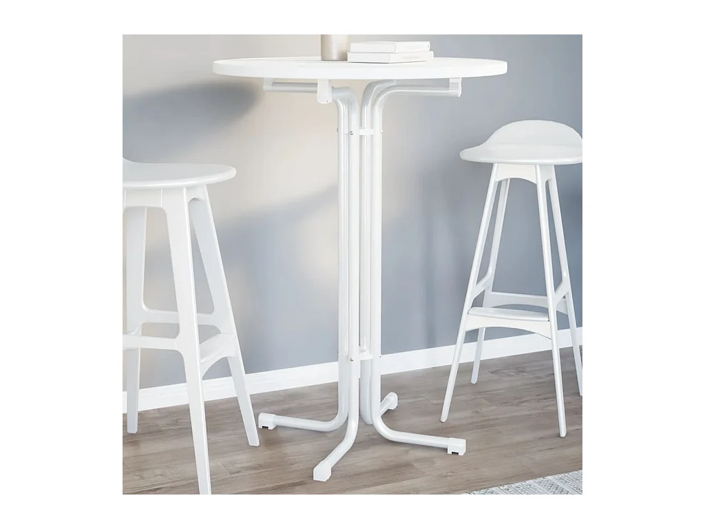 Table à manger blanc Ø80x110 cm bois d'ingénierie et acier