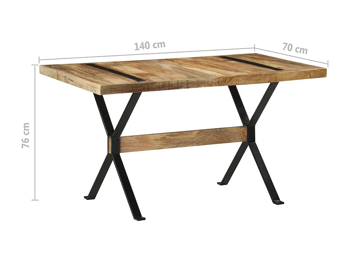Mesa de comedor madera de mango rugosa 140x70x76 cm