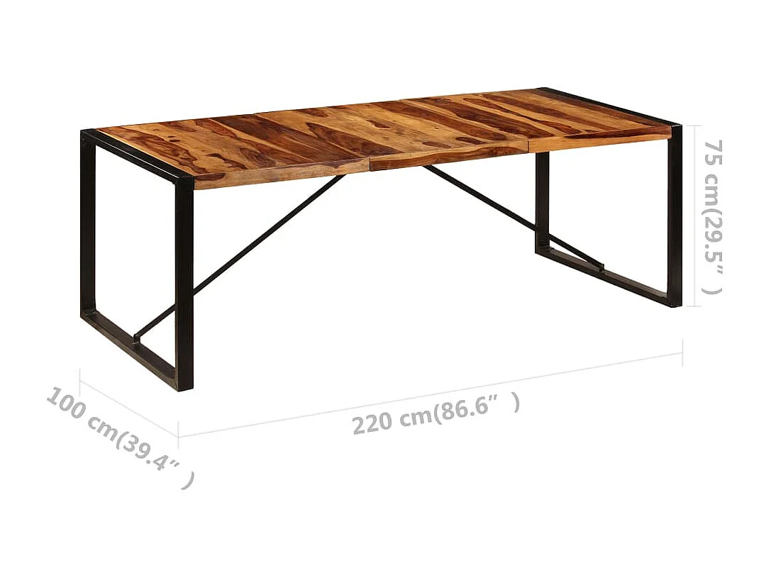 Table de salle à manger 220x100x75 cm Bois solide de Sesham