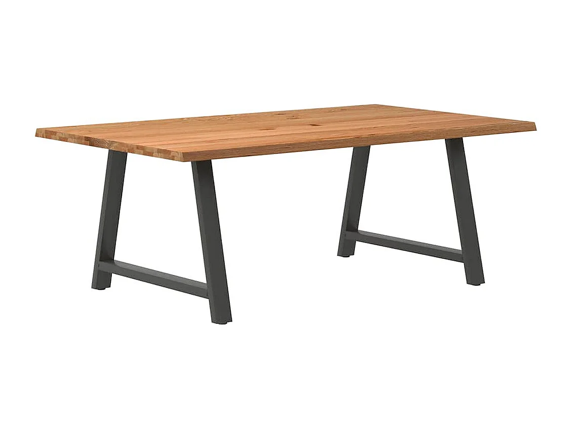 Table à manger marron clair bois de chêne massif rectangulaire