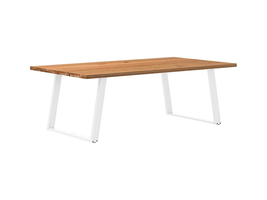 Table à manger marron clair bois de chêne massif rectangulaire