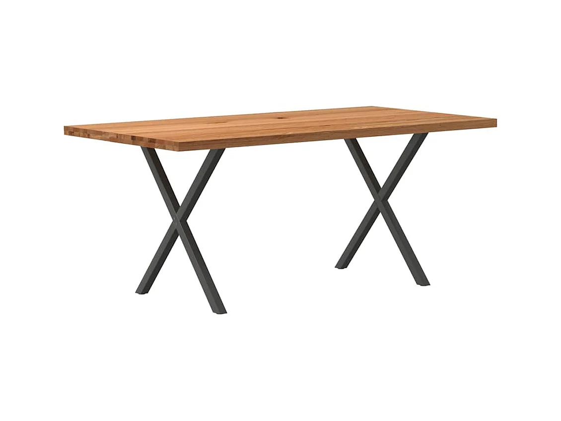 Table à manger marron clair bois de chêne massif rectangulaire