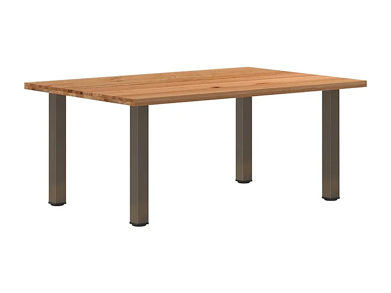 Table à manger marron clair bois de chêne massif rectangulaire