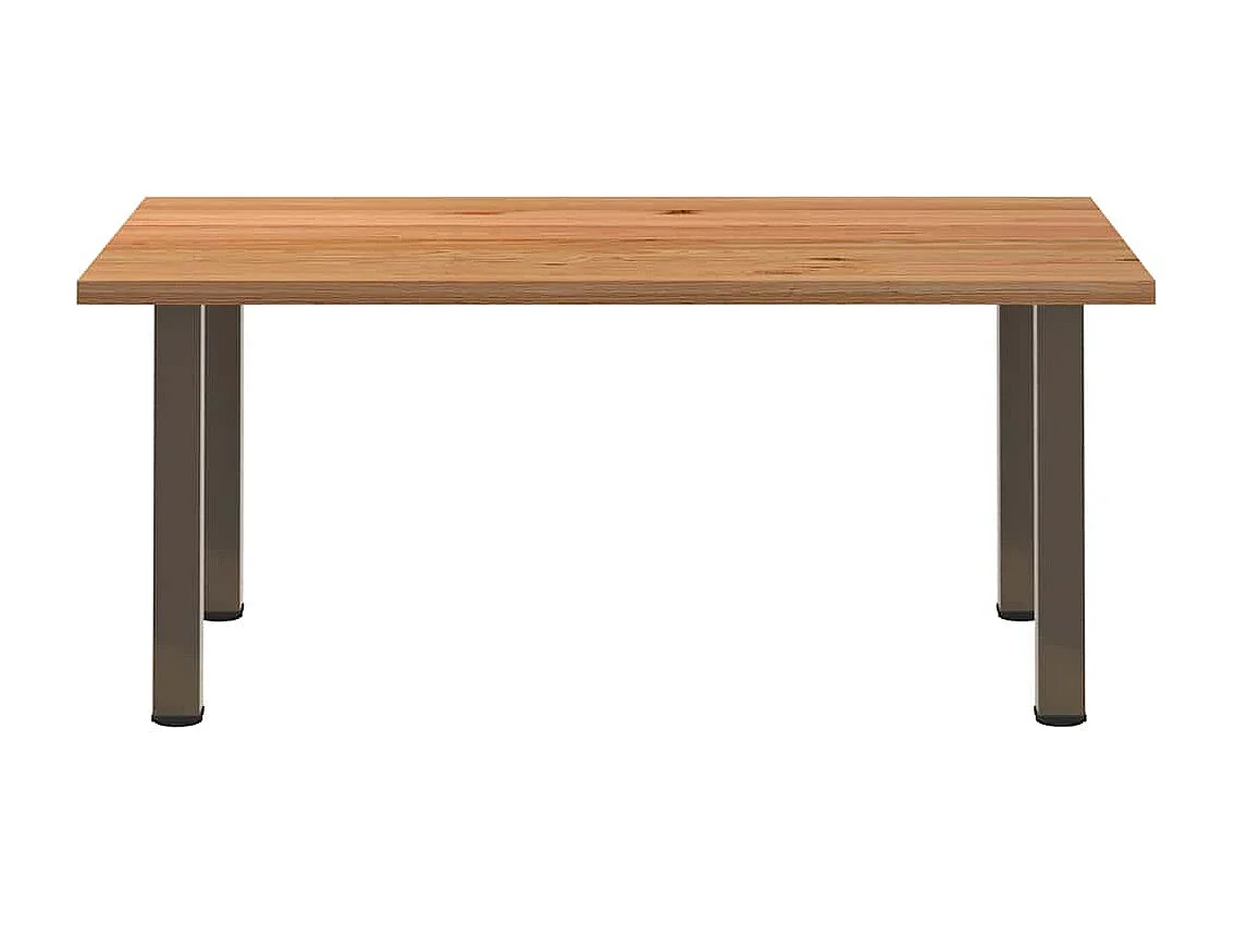 Table à manger marron clair bois de chêne massif rectangulaire