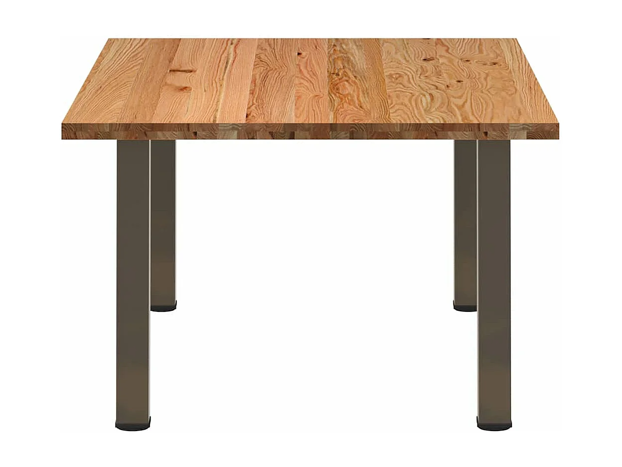 Table à manger marron clair bois de chêne massif rectangulaire