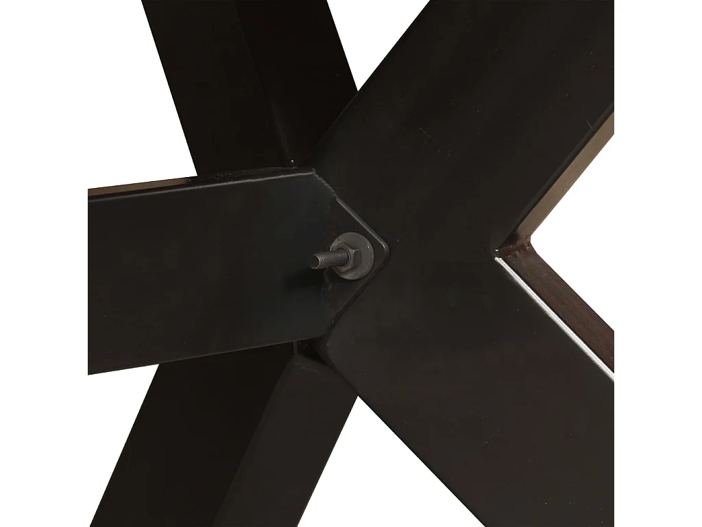 Mesa de jantar madeira reciclada maciça + aço em cruz 180 cm
