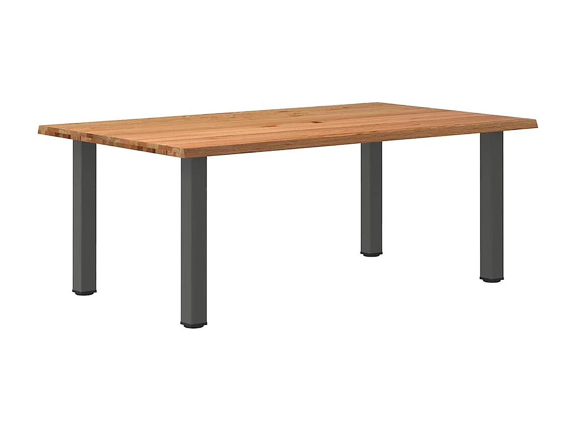 Table à manger marron clair bois de chêne massif rectangulaire