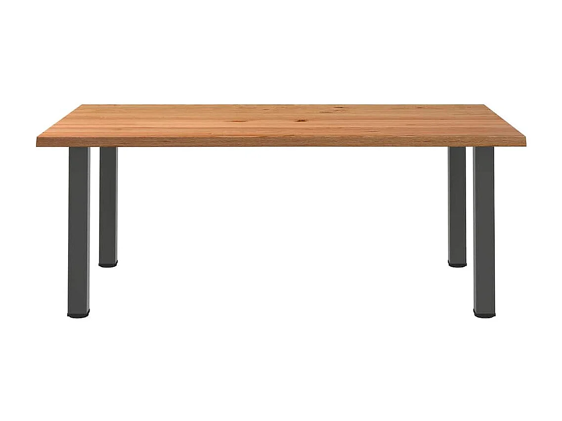 Table à manger marron clair bois de chêne massif rectangulaire