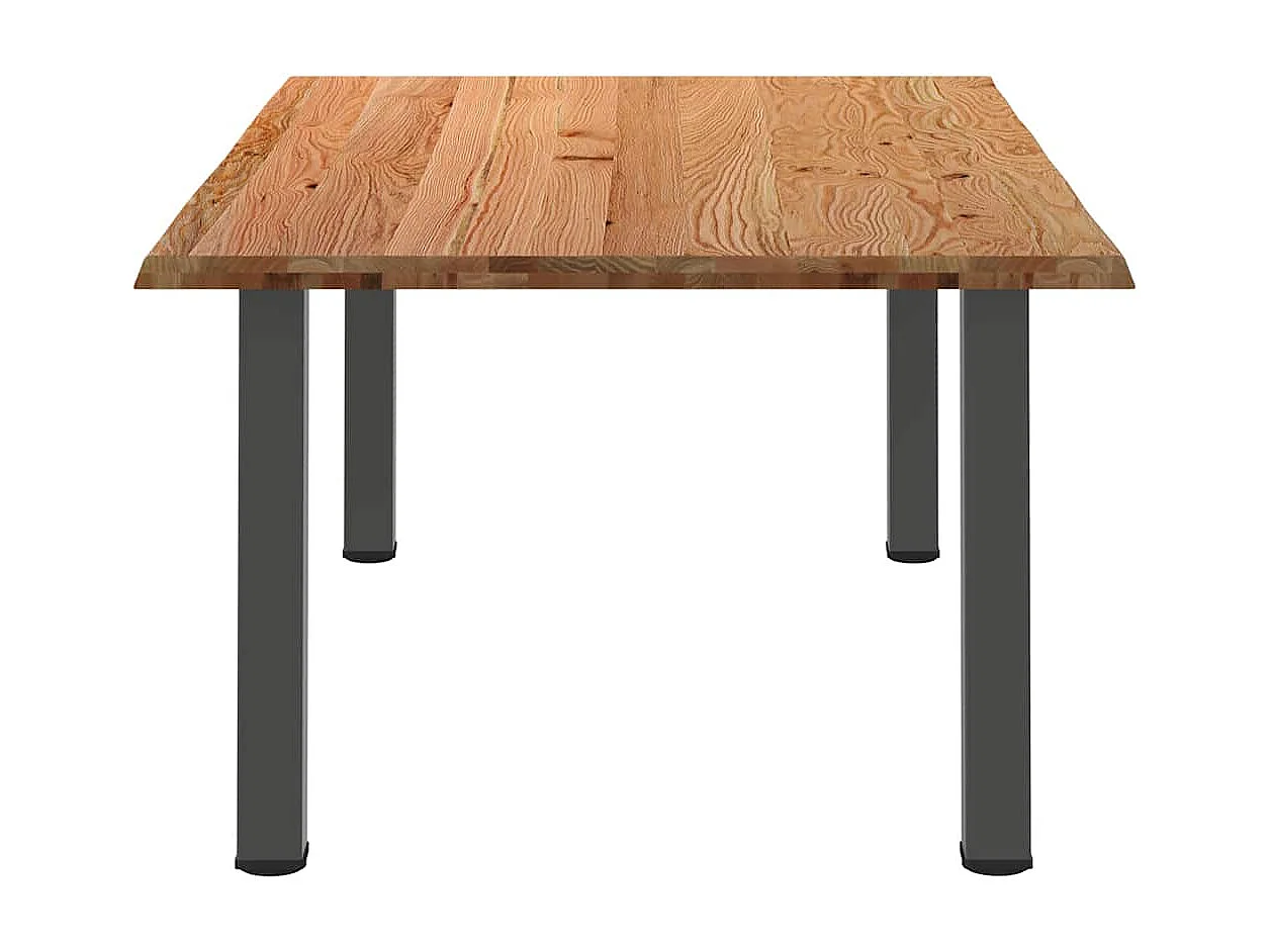 Table à manger marron clair bois de chêne massif rectangulaire