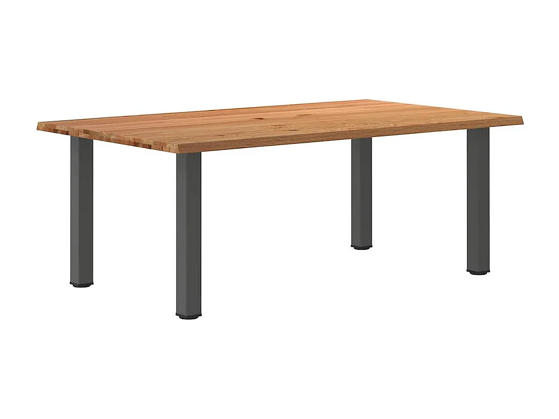 Table à manger marron clair bois de chêne massif rectangulaire