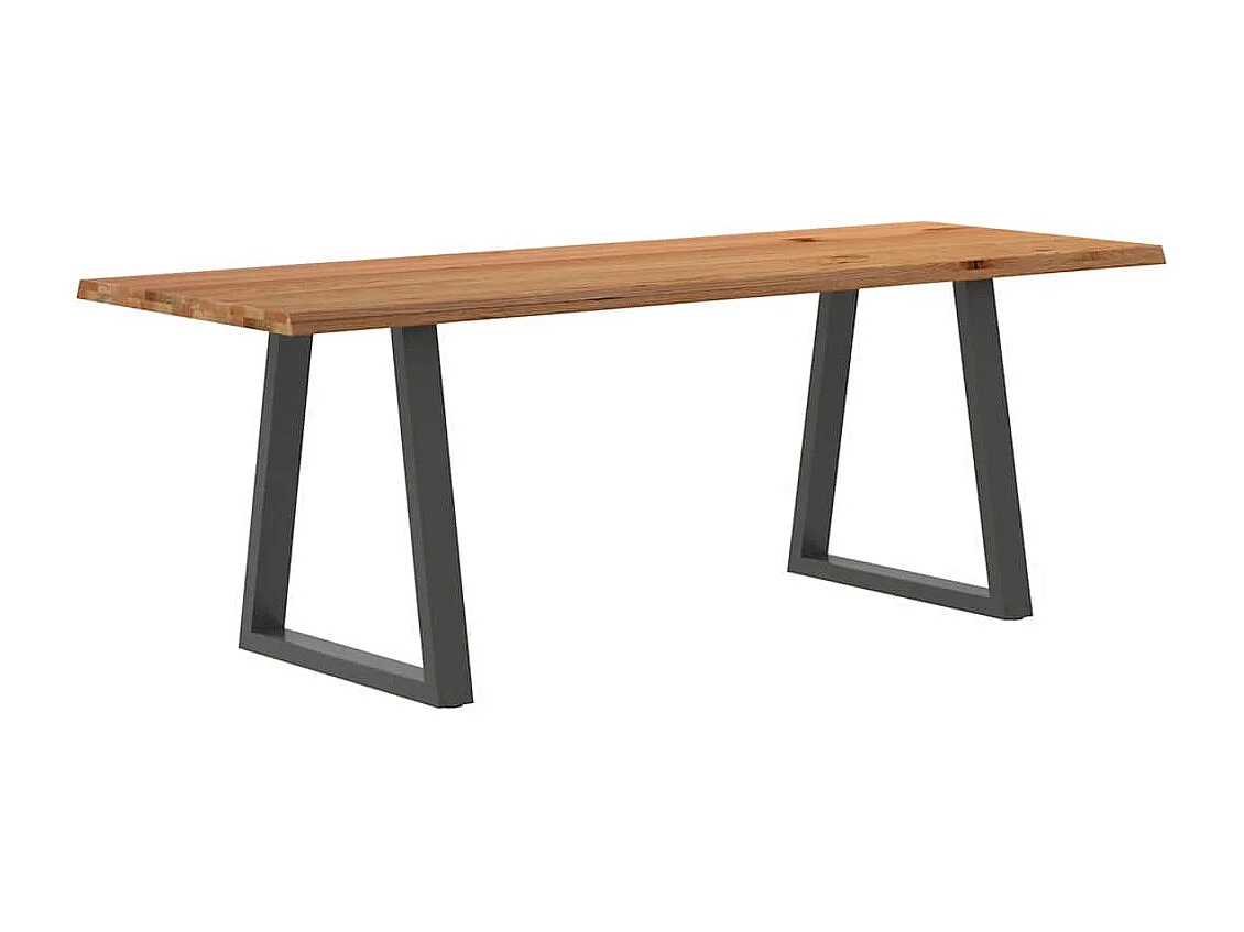 Table à manger avec bord naturel 220x80x74 cm bois massif chêne