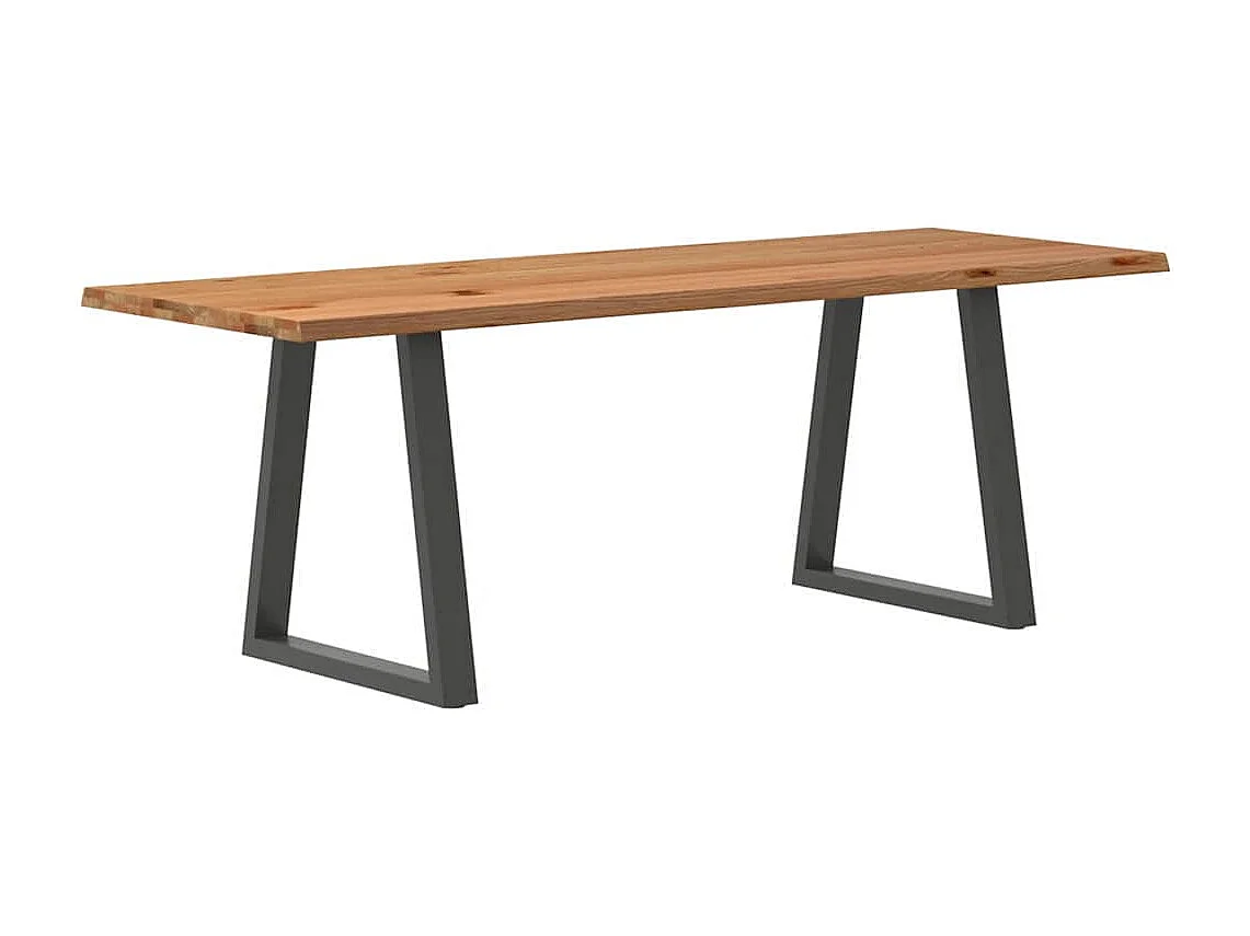 Table à manger avec bord naturel 220x80x74 cm bois massif chêne