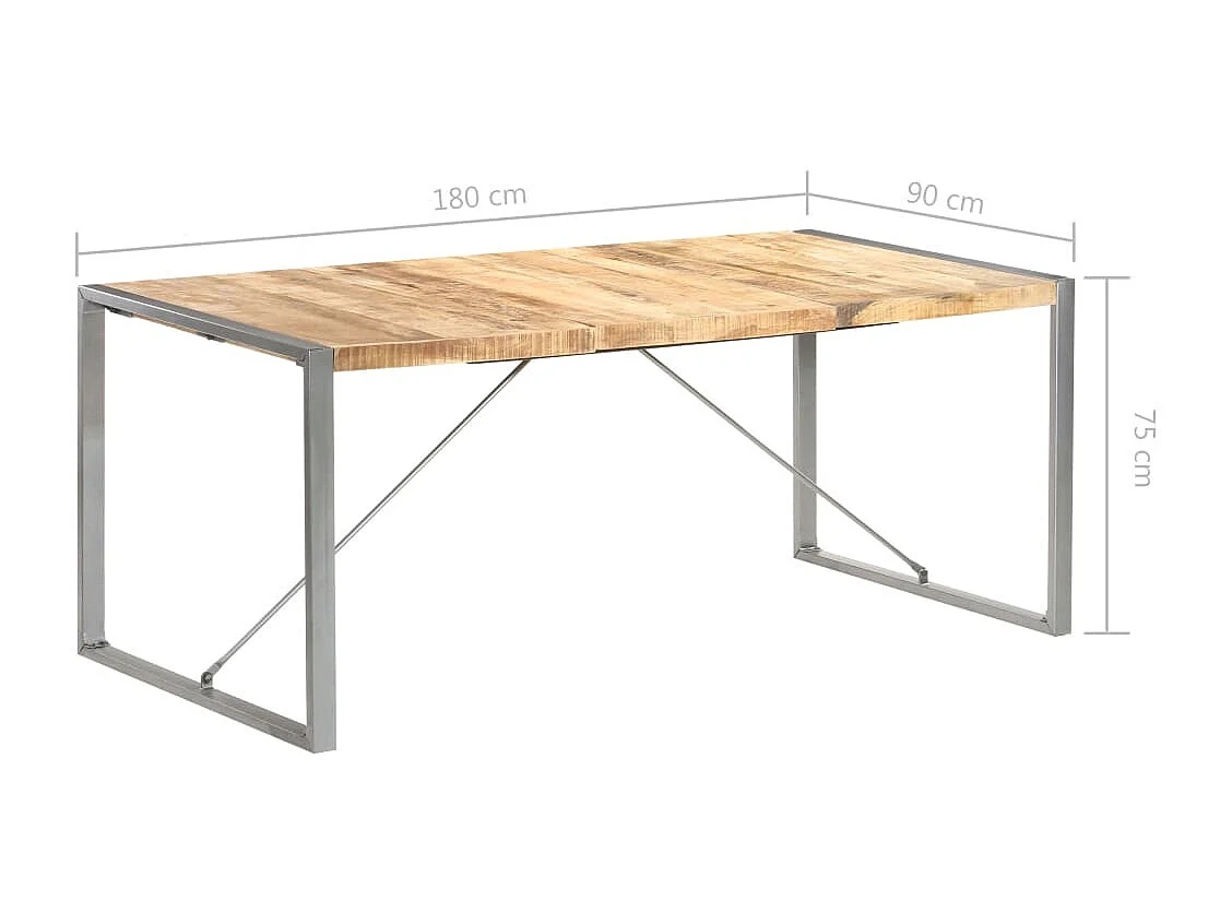 Table à manger 180x90x75 cm Bois de manguier massif brut