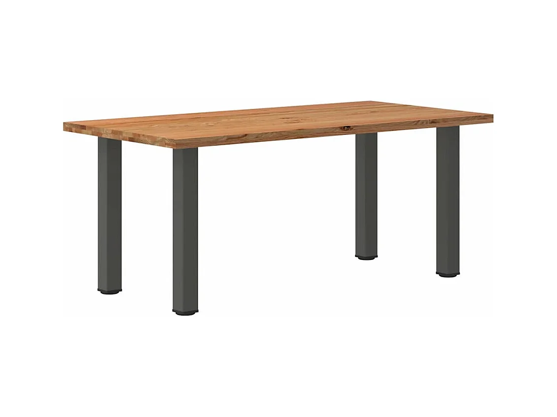 Table à manger marron clair bois de chêne massif rectangulaire