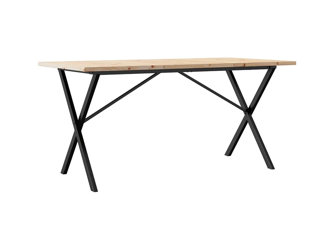 Table à manger cadre en X 140x80x75,5 cm bois pin massif fonte