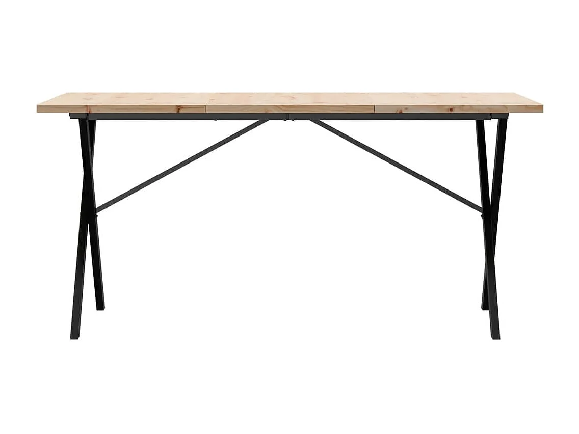 Table à manger cadre en X 140x80x75,5 cm bois pin massif fonte